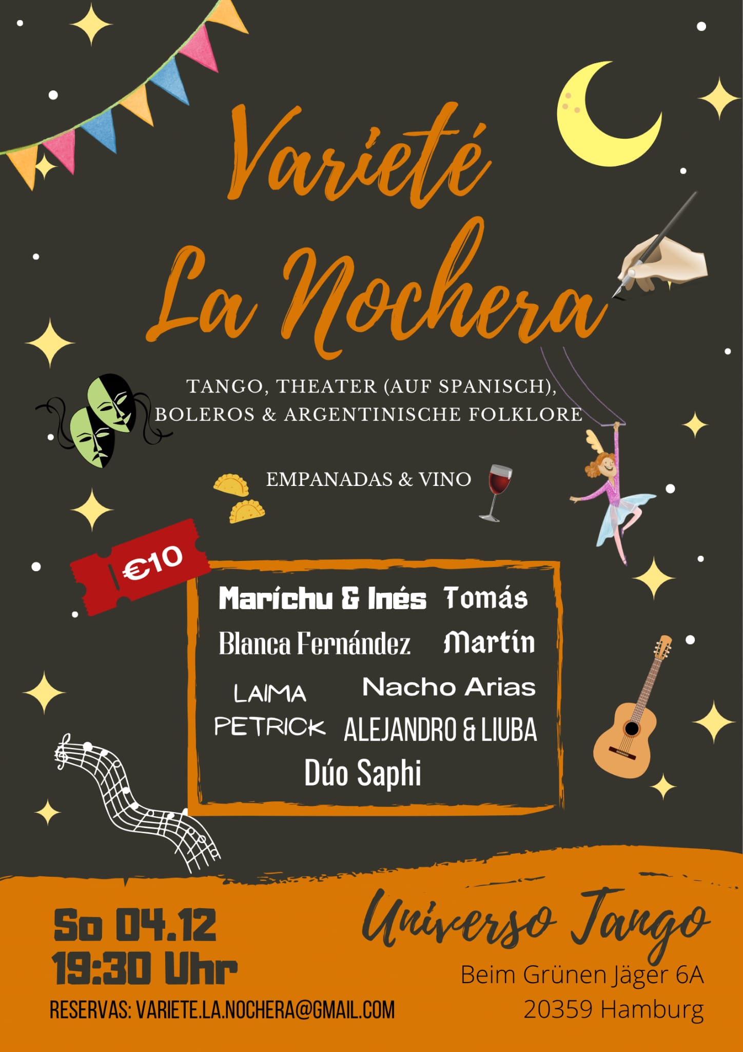 Poster der Ankündigung der zweiten La Nochera - Afiche que anuncia la segunda La Nochera.